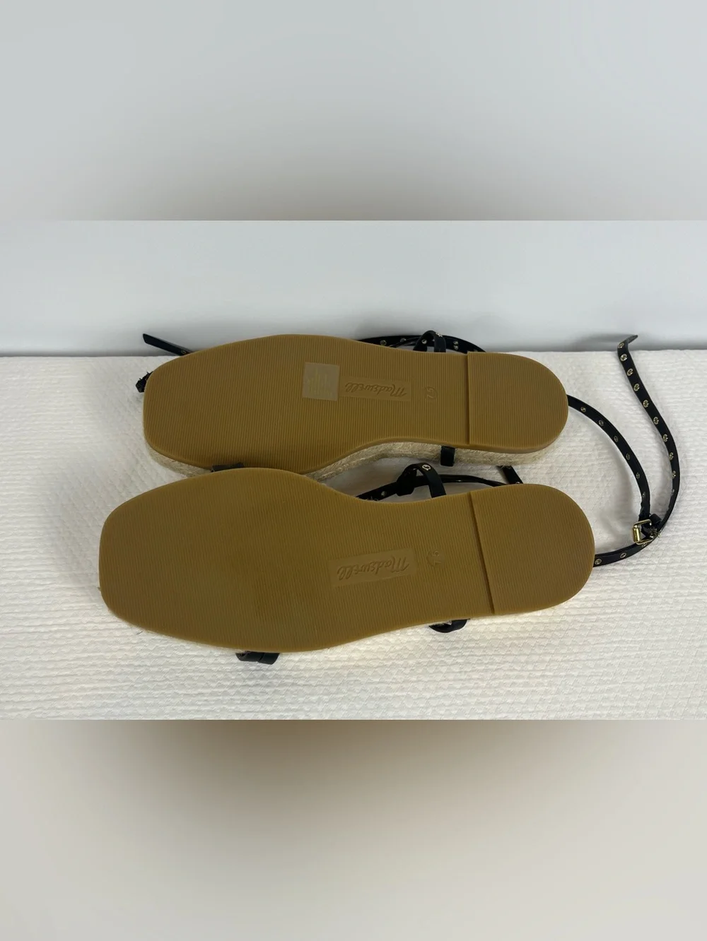 Madewell The Mira Espadrille Thong Sandal In Black Size 7.5 Nwot